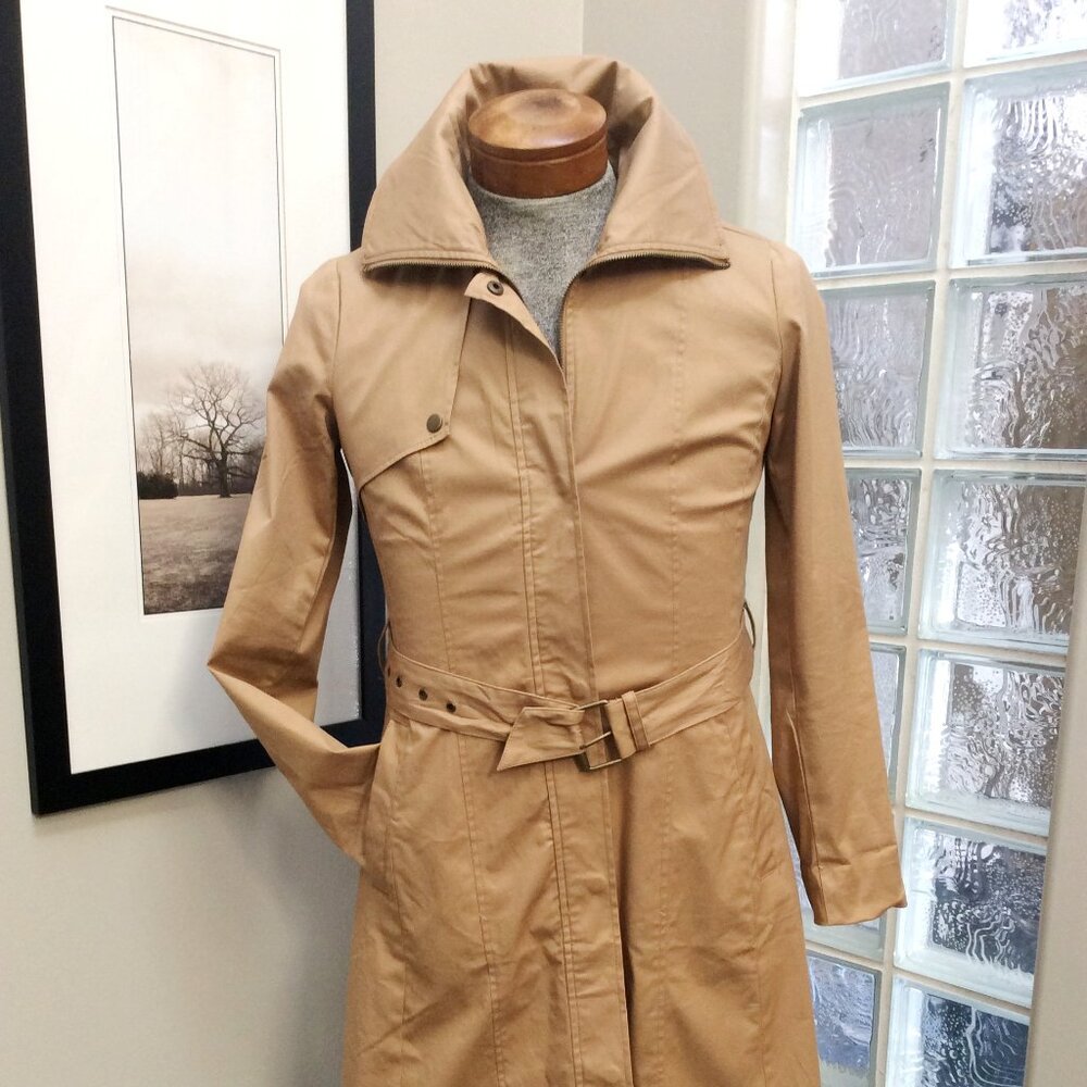 JUST FAB Tan Belted Ladies Trench Coat Size M